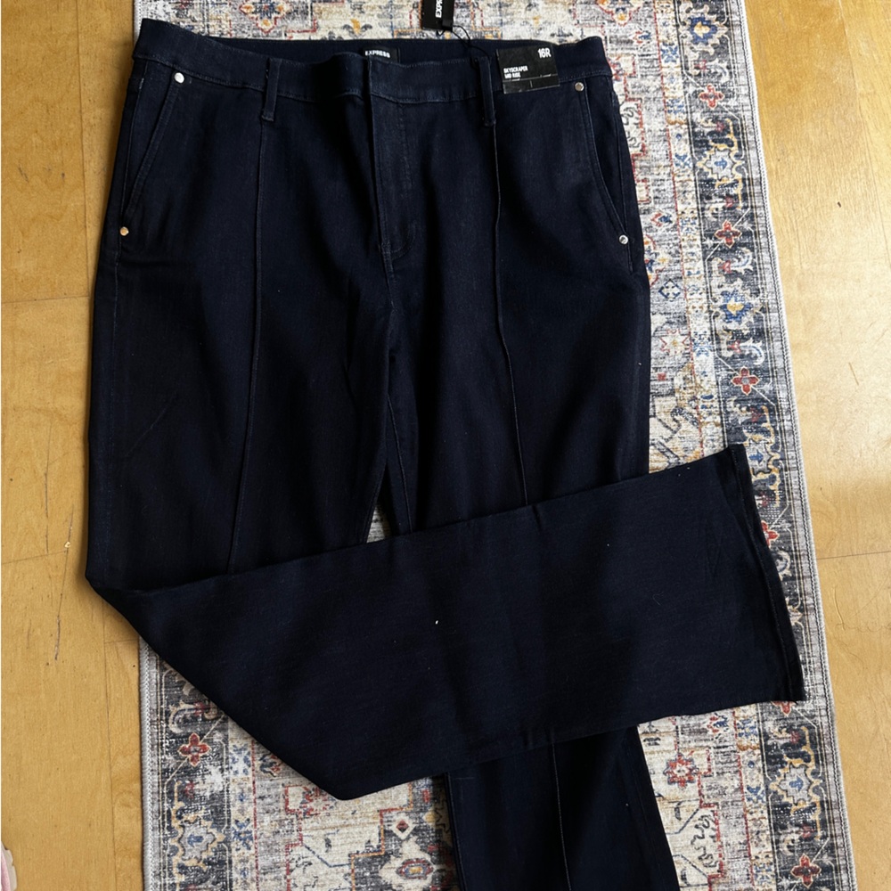 New Express Skyscraper Dark Denim Stretch Jeans size 16 - Picture 7 of 14